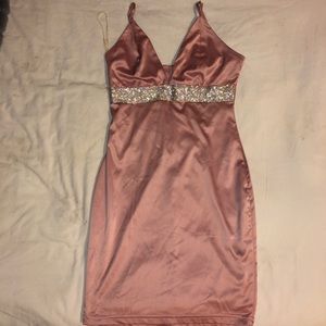 Pink Satin Sparkle Section Dress